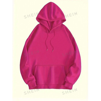 SHEIN EZwear Pull à capuche pour femmes avec manches longues imprimées avec un slogan "FAITES CE QUI VOUS REND HEUREUX" - 30672960