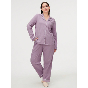 LUVLETTE Ensemble de pyjama pour femmes en coton doux et long basique - 21120174