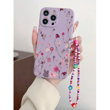 Étui de téléphone protecteur peint à la main à motif floral d'été avec chaîne de visage détachable compatible avec iPhone/téléphone Redmi, avec charm de téléphone - 28152049