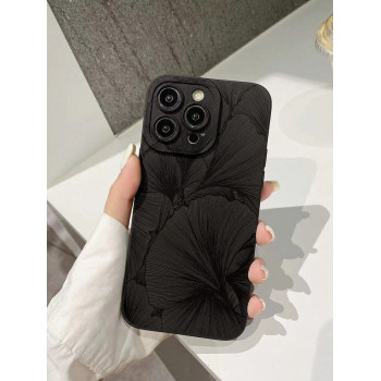 Étui de téléphone peint anti-choc en TPU doux compatible avec iPhone XR/7/8, iPhone 15 Pro Max, iPhone 13, iPhone 14, Galaxy S24, Galaxy S24+, Galaxy  e, avec une peinture de feuille d'amande à ligne de bord lisse et un cube magique - 33834744