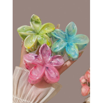 3 pièces Pinces à cheveux en plastique de style floral avec dégradé de couleurs rose/bleu/vert, mode polyvalente, style minimaliste élégant et simple, vêtements et accessoires, école - 37567113