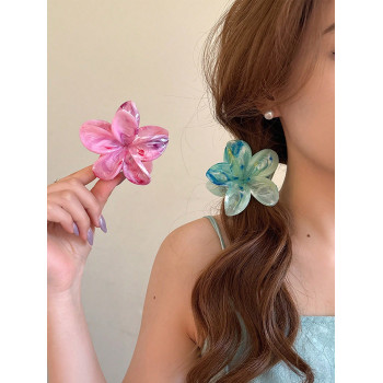 3 pièces Pinces à cheveux en plastique de style floral avec dégradé de couleurs rose/bleu/vert, mode polyvalente, style minimaliste élégant et simple, vêtements et accessoires, école - 37567113