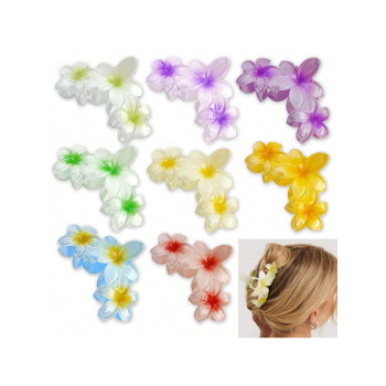 1 pièce Grande pince à cheveux de style hibiscus triple de couleur bonbon pour chignon décoiffé, queue de cheval, chignon, style plage, accessoire de mode - 40804840