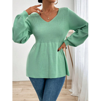 Pull Pour Femme Avec Ourlet À Volants Et Manches Lanterne - 28417399