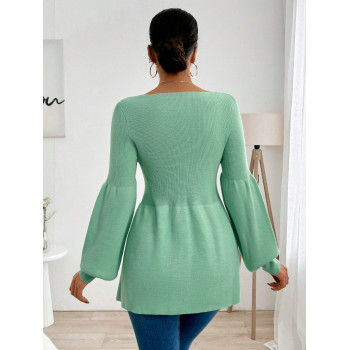 Pull Pour Femme Avec Ourlet À Volants Et Manches Lanterne - 28417399