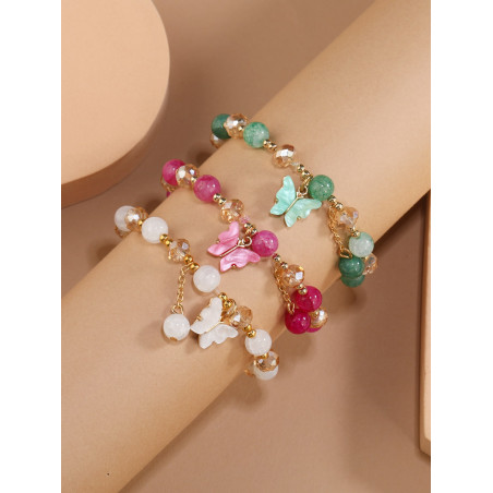 3 pièces Bracelet perlé à breloque papillon - 11843034