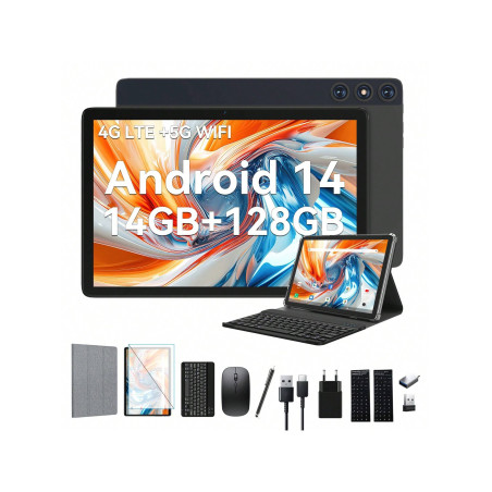 2024 Dernière tablette Android 14 10 pouces,Tablettes 4G LTE Avec 2 SIM 1 slot SD,5G Wifi Tablet PC Avec 14GB+128GB(1TBTF),Tablette 3 en 1 Avec clavier Souris-Octa-core,1080FHD,13MP+8MP,7000mAh,Type-C/GPS/OTG - 37039718