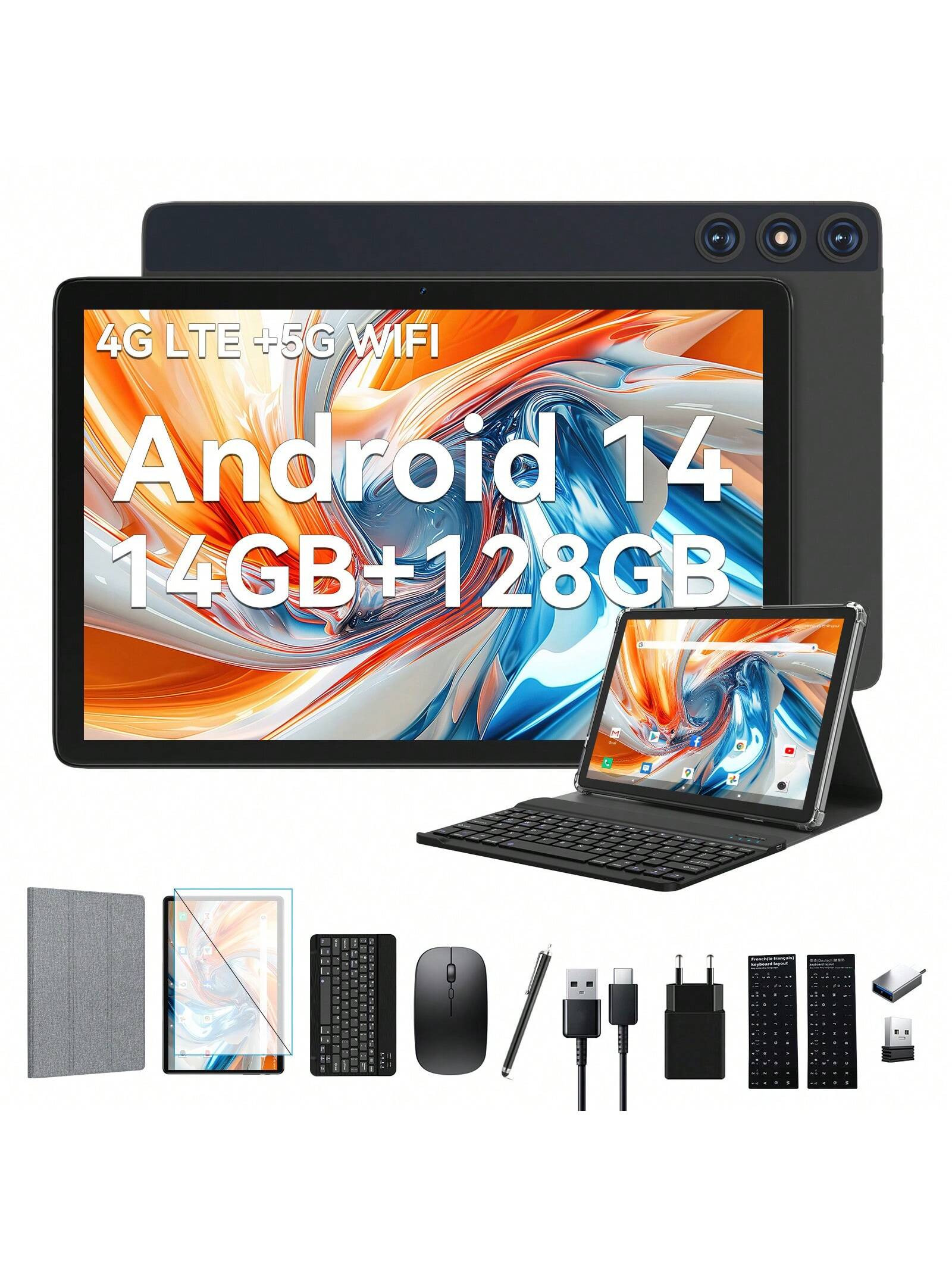 2024 Dernière tablette Android 14 10 pouces,Tablettes 4G LTE Avec 2 SIM 1 slot SD,5G Wifi Tablet PC Avec 14GB+128GB(1TBTF),Tablette 3 en 1 Avec clavier Souris-Octa-core,1080FHD,13MP+8MP,7000mAh,Type-C/GPS/OTG - 37039718