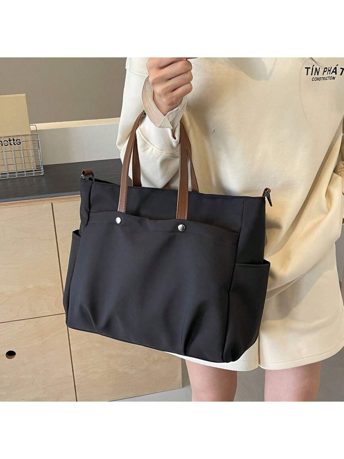 Sac fourre-tout multifonctionnel pour femmes avec plusieurs poches, simple et à la mode, léger et pliable, convient pour faire des achats, voyager, sortir et travailler - 34093502