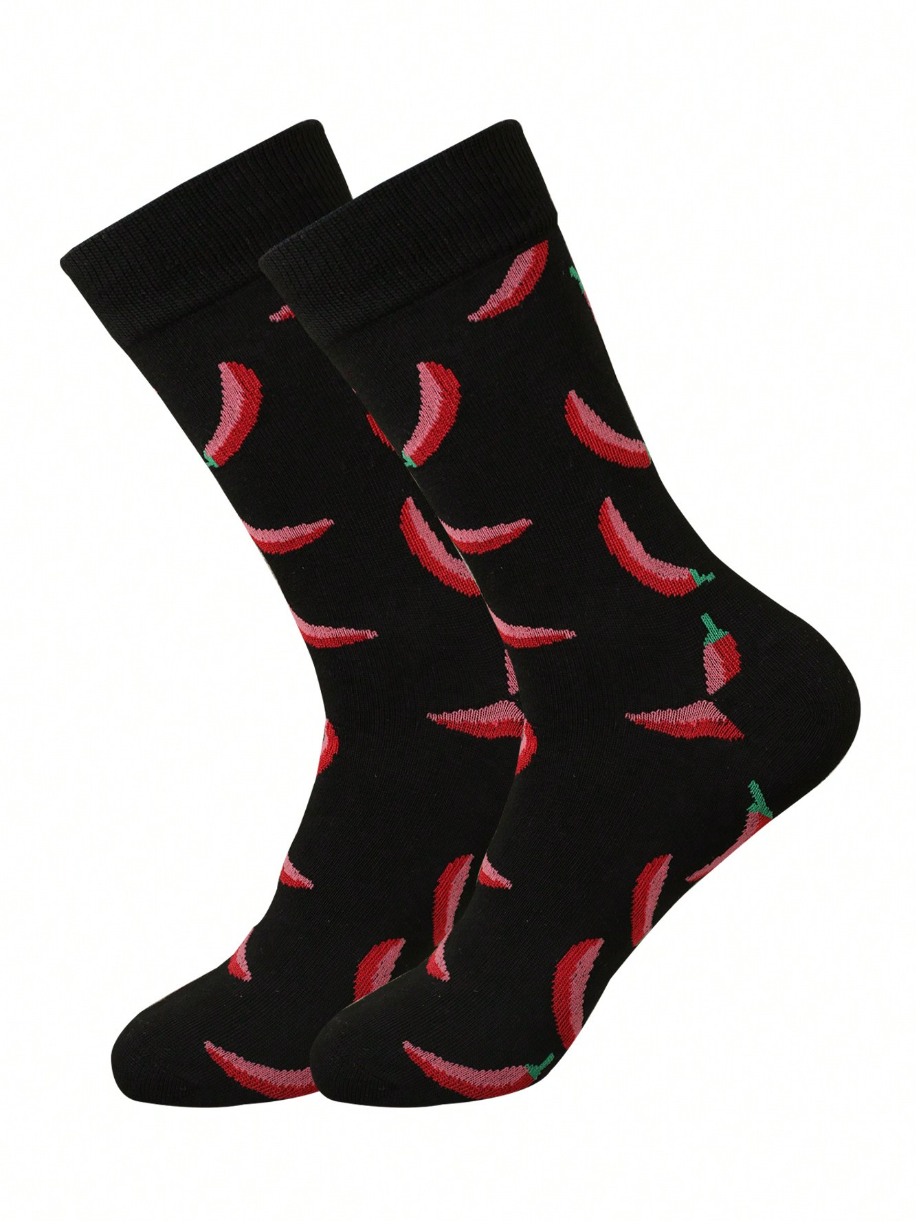 1 paire Chaussettes mi-mollet piments épicés unisexes, mode à porter toute l'année - 40078175