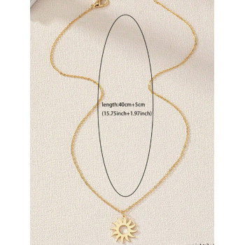 Collier en acier inoxydable plaqué avec pendentif en totem de soleil pour femmes charmantes, bijoux de mode pour fête d'anniversaire - 33898407