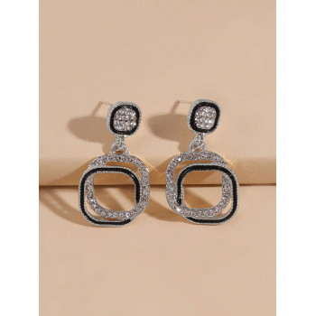 1 Paire Boucles d'oreilles carrées géométriques de style minimaliste français avec design de personnalité et de luxe - 37310286