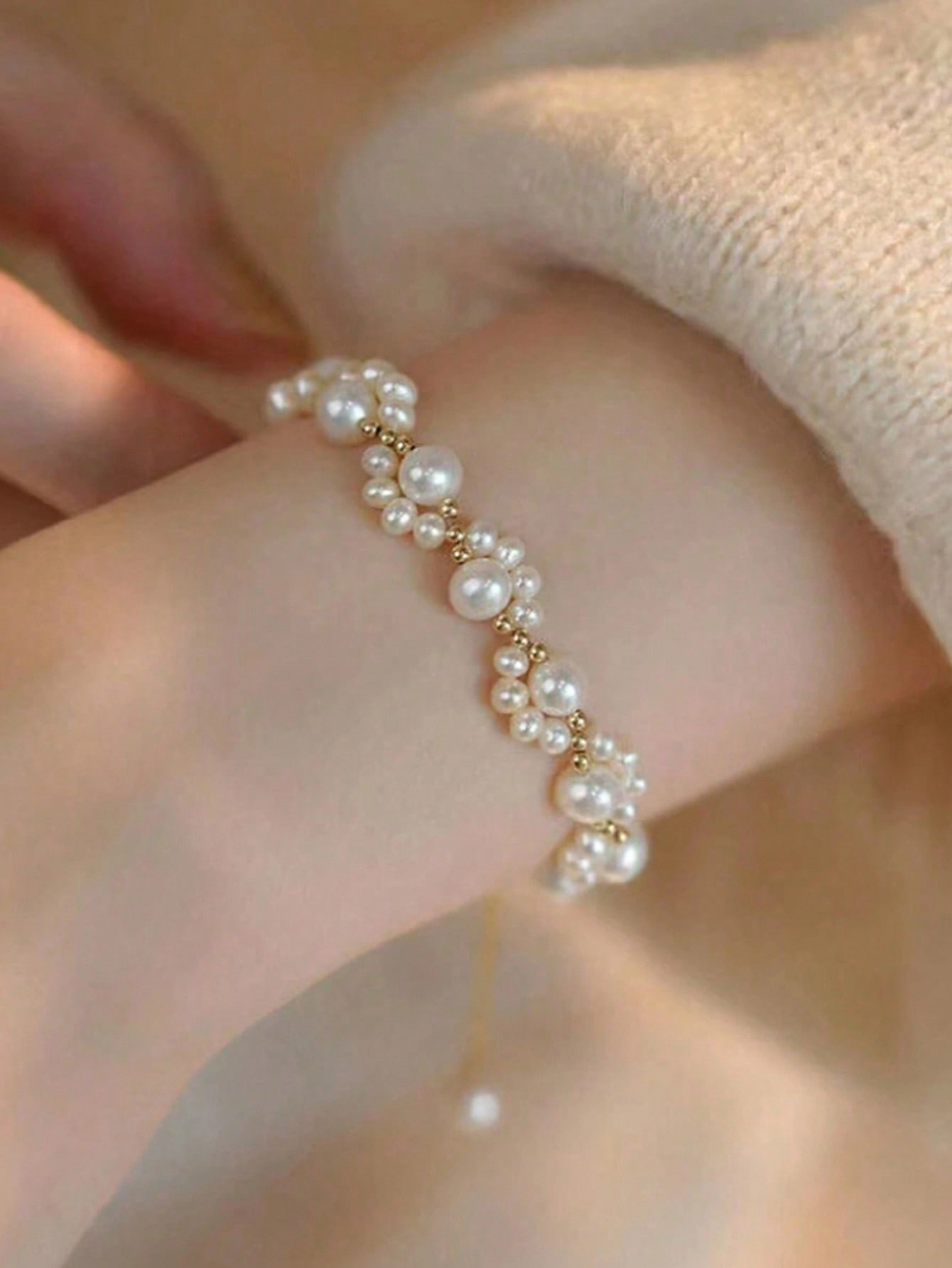 1 pièce Bracelet à perles fausses à griffes de chat et à la mode de style coréen, convient pour un port quotidien pour les filles - 32661015