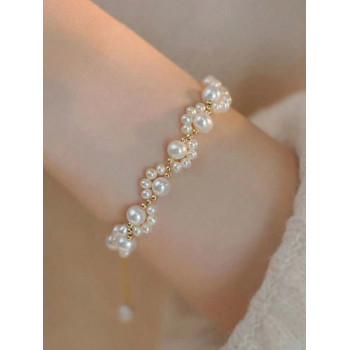 1 pièce Bracelet à perles fausses à griffes de chat et à la mode de style coréen, convient pour un port quotidien pour les filles - 32661015