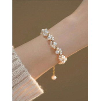 1 pièce Bracelet à perles fausses à griffes de chat et à la mode de style coréen, convient pour un port quotidien pour les filles - 32661015