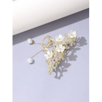 1 pièce Pince à cheveux avec fleur de jasmin, strass, perle et franges, style boho pour Halloween - 23346368