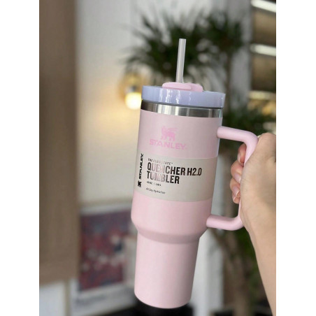 STANLEY 1 pièce QUENCHER Gourde isotherme en acier inoxydable de très grande capacité de 40 oz avec anse et couvercle avec paille, pour café glacé, boissons pour les sports de plein air, bureau - 39322513