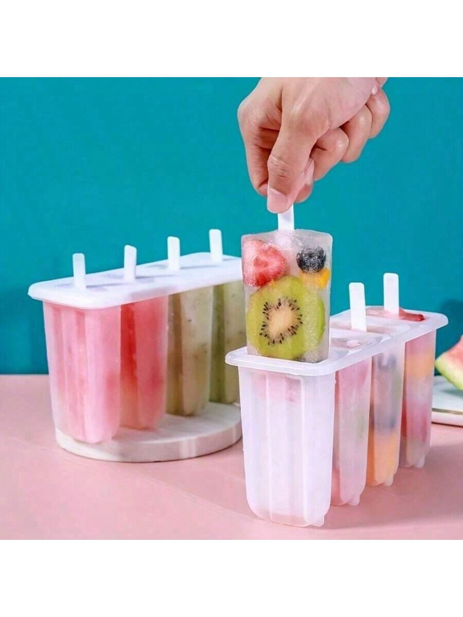 1 pièce Moule à glace Popsicle de 4 avec couvercle pour enfants, moule à crème glacée maison mignon de Popsicle - 39790318