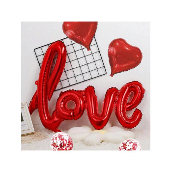 Ballon En Feuille D'aluminium Rouge En Forme De Lettre Love En Une Pièce De 110cm X 64cm Pour La -valentin, Le Mariage, La Fête, Et La Demande En Mariage - 26038569