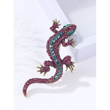 1 pièce Vintage Exagéré Lézard Design En Alliage De Zinc Broche Avec À Strass & Verre Percer Décoration Pour Pour Femme Port Quotidien - 21182302