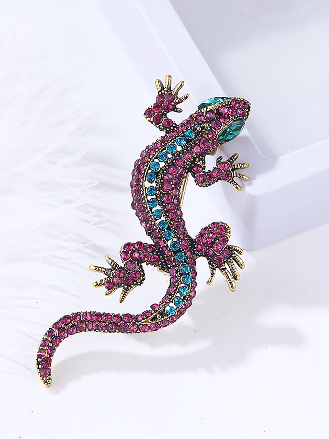 1 pièce Vintage Exagéré Lézard Design En Alliage De Zinc Broche Avec À Strass & Verre Percer Décoration Pour Pour Femme Port Quotidien - 21182302