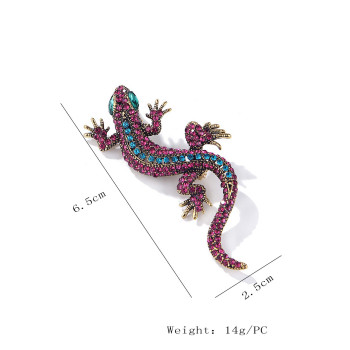 1 pièce Vintage Exagéré Lézard Design En Alliage De Zinc Broche Avec À Strass & Verre Percer Décoration Pour Pour Femme Port Quotidien - 21182302