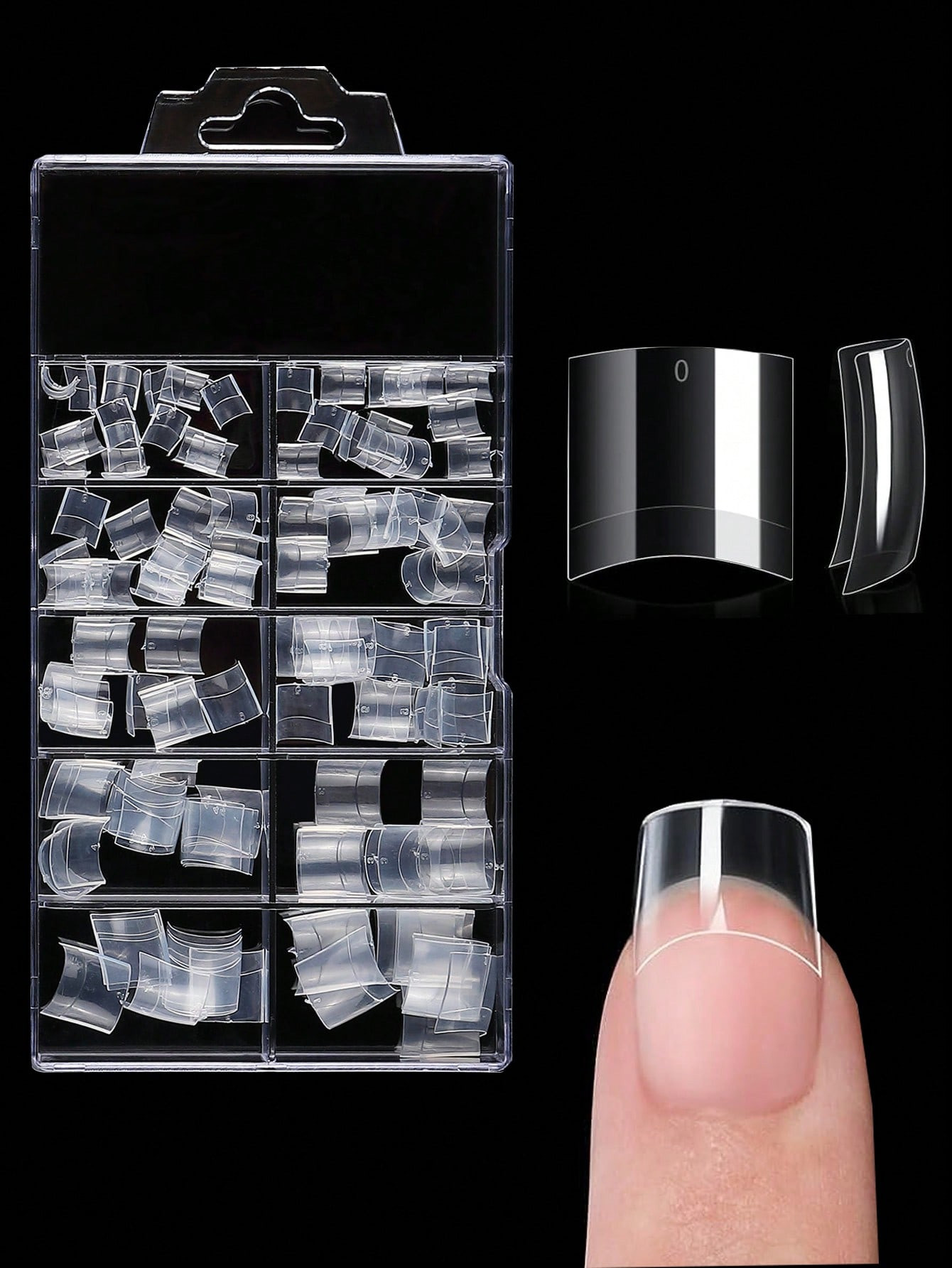 100 pièces/boîte Conseils d'ongles carrés courts en demi-transparent, faux ongles de style français en forme de pointe pour extension d'ongles en acrylique, outil de pressage pour manucure et fournitures d'ongles - 26249418