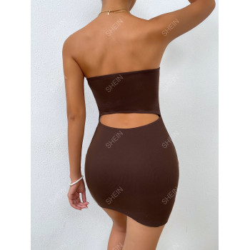 SHEIN Essnce Robe moulante bustier côtelé découpe - 10594444