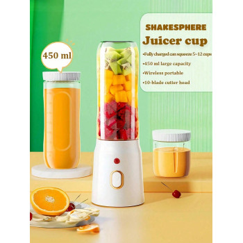 1 pièce Petit extracteur de jus portable rechargeable, extracteur de jus multifonction pour la maison, tasse à jus portable rechargeable, tasse à jus, ere, avec 2 tasses, convient pour les déplacements en famille - 36804526