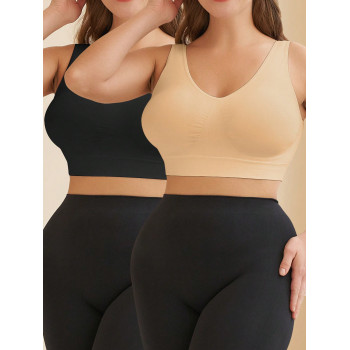 2 pièces/set Soutiens-gorge de sport sans couture et sans fil taille plus - 37570359