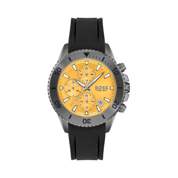 Montre à quartz en silicone - Chronographe - Noir et jaune - 02 - 32455773