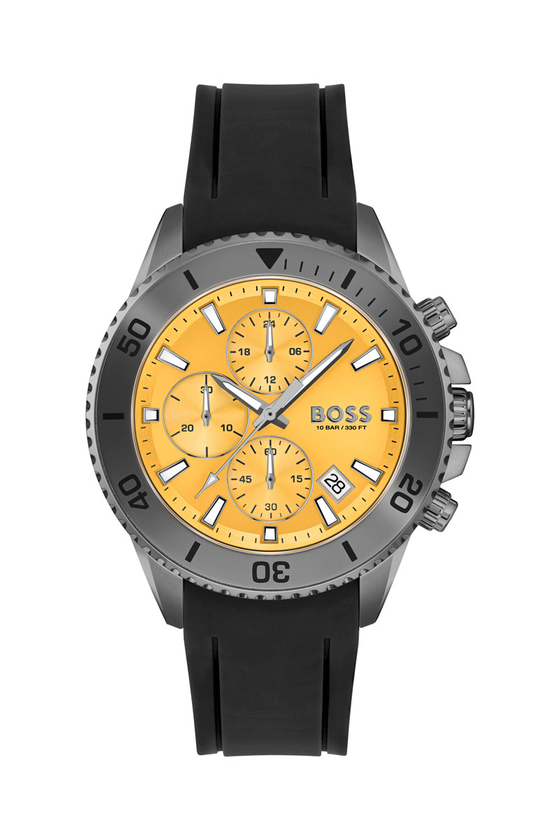 Montre à quartz en silicone - Chronographe - Noir et jaune - 02 - 32455773