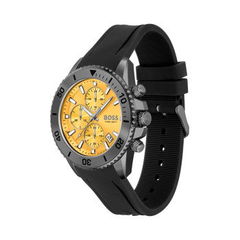 Montre à quartz en silicone - Chronographe - Noir et jaune - 02 - 32455773