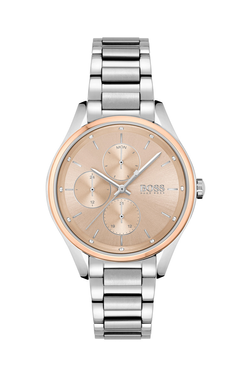 Montre à quartz en acier - Argenté et doré rose - 02 - 32686621