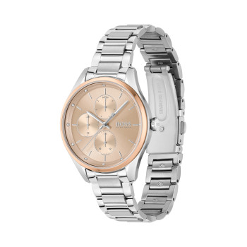 Montre à quartz en acier - Argenté et doré rose - 02 - 32686621