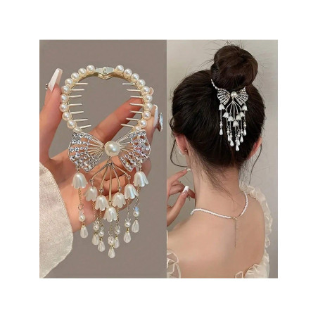 Boucle De Cheveux En Strass Pour Filles, 1 Pièce, Nœud Papillon, Fleur, Pompon, Pinces Pour Queue De Cheval, Paillettes, Accessoires De Cheveux Exquis Pour Filles - 27375245