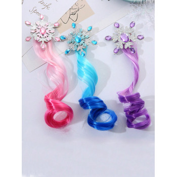 1 pièce Accessoire pour cheveux style princesse flocon de neige, clip à cheveux coloré dégradé et bouclé pour enfants - 40547737