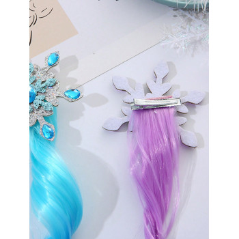 1 pièce Accessoire pour cheveux style princesse flocon de neige, clip à cheveux coloré dégradé et bouclé pour enfants - 40547737