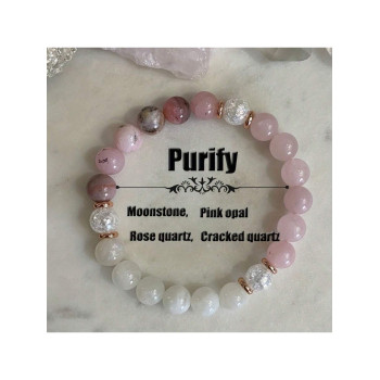 1 pièce Bracelet à la mode pour femmes pour l'équilibre émotionnel, fait de quartz rose, rhodonite rose et cristal de quartz rose, un cadeau idéal pour les femmes lors de festivals - 35521143