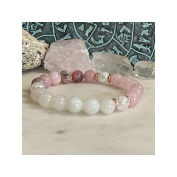 1 pièce Bracelet à la mode pour femmes pour l'équilibre émotionnel, fait de quartz rose, rhodonite rose et cristal de quartz rose, un cadeau idéal pour les femmes lors de festivals - 35521143