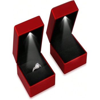 Boîte À Bagues À Led Rouge Pak Pour Demande En Mariage, Mariage, Fiançailles, Noël ... Coffret Cadeau De Bijoux De Bague À Led De Luxe Avec Lumière Pour Homme Pour Femme Pour Fillette Dimensions De La Boîte, Cadeau Pour La Saint-valentin - 26846946