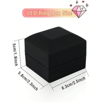 Boîte De Bague Noire Led De Pak De Bijoux Pour La Proposition, Mariage, Fiançailles, Noël... Boîte Cadeau De Bijoux De Bague Led De Luxe Avec Lumière Pour Les Hommes, Les Femmes Et Les Filles, Dimensions De La Boîte - 25852083