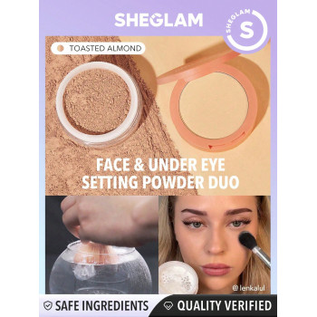 SHEGLAM Duo Poudre De Fixation De Visage Et De Sous Les Yeux Toasté Aux Amandes 2 En 1 Éclaircissant La Poudre De Fixation Libre Mate Sans Pore Imperméable À L'eau Maquillage De Visage De Poudre D'hiver Noire - 2960271