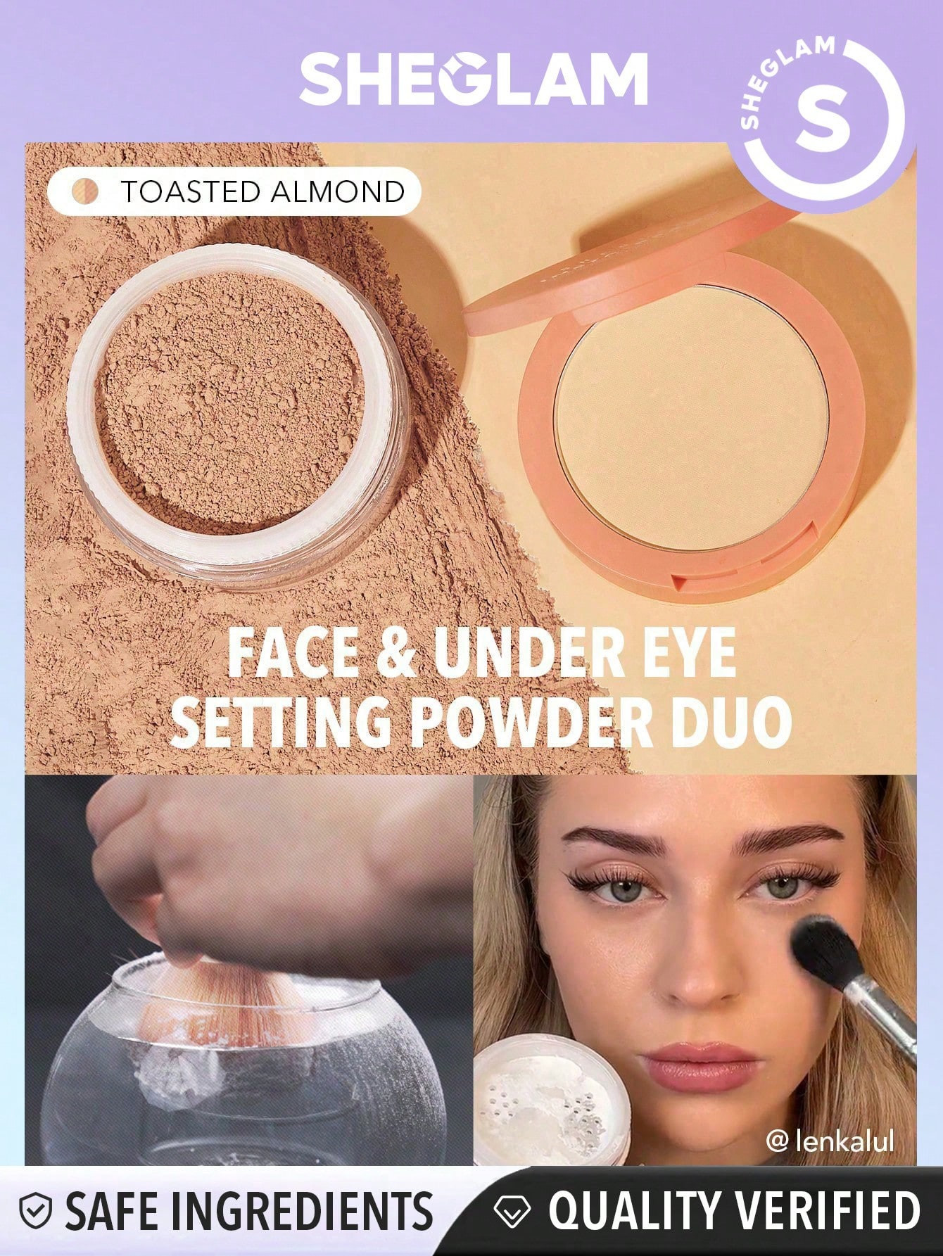 SHEGLAM Duo Poudre De Fixation De Visage Et De Sous Les Yeux Toasté Aux Amandes 2 En 1 Éclaircissant La Poudre De Fixation Libre Mate Sans Pore Imperméable À L'eau Maquillage De Visage De Poudre D'hiver Noire - 2960271