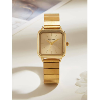 1 pièce Montre à quartz élégante minimaliste pour dames avec bracelet en acier inoxydable doré, idéale pour un cadeau de festival, Thanksgiving - 15888902