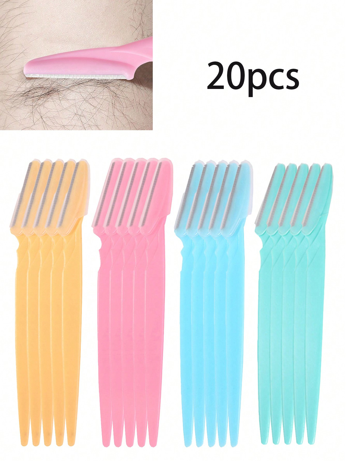 20 Pièces/set Épilateur En Acier Inoxydable Unisexe Multicolore Avec Couverture De Protection Et Bouclier, Convient Aux Novices Pour Éviter Les Rayures Sur Le Visage Ou Le Corps - 25878639