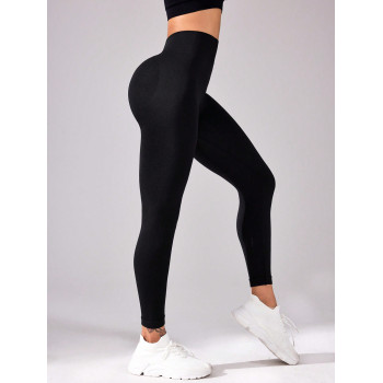 Leggings de fitness sans couture à taille haute pour femmes avec imprimé de lettre - 34834806