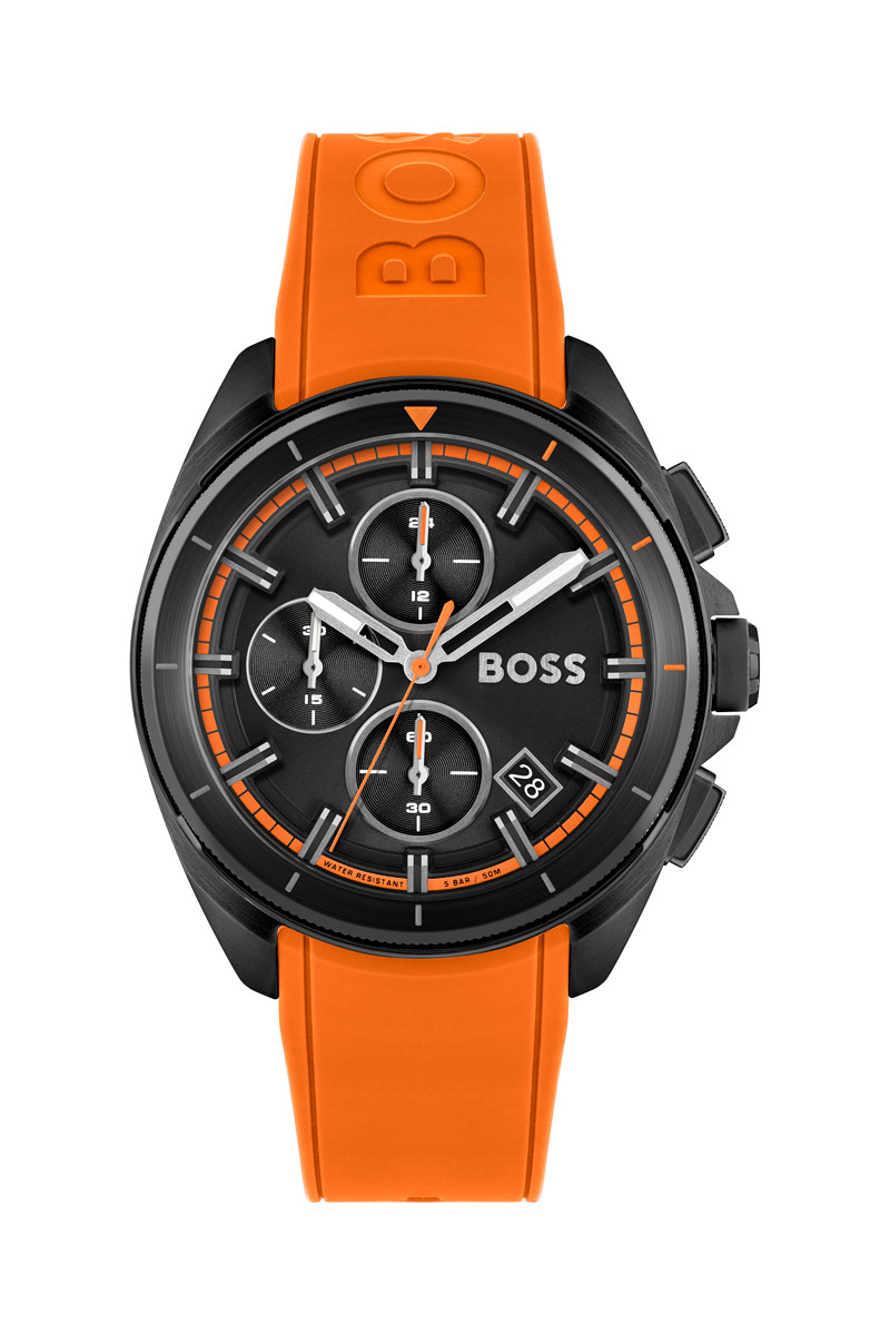 Montre à quartz en cuir - Chronographe - Orange - 02 - 32700930