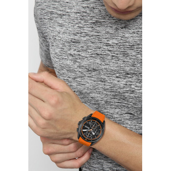 Montre à quartz en cuir - Chronographe - Orange - 02 - 32700930