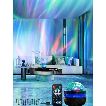 1 Pièce Petite Boule Magique De Scène Ktv, Lumière De Projection Avec Télécommande Aurorale À Led, Lampe D'ambiance Alimentée Par Usb Pour La Décoration De La Chambre Des Enfants - 15305580